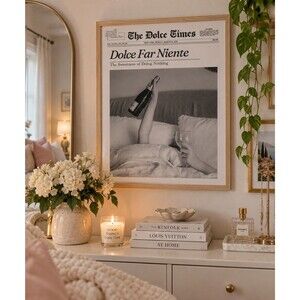 Big iHery Dolce Far Niente 16x20 Framed Wall Art Italian Champagne Bedroom Decor